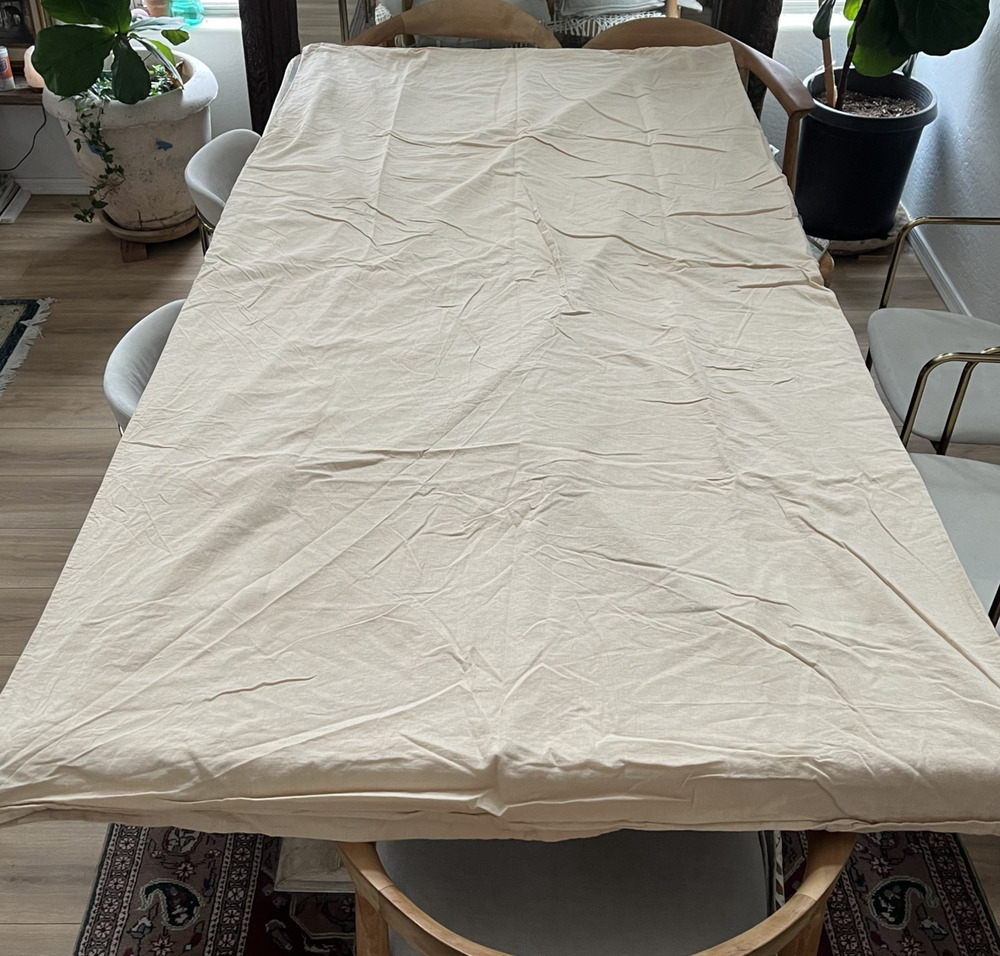 Frye Full Duvet Cover Pale Pink Solid Cotton Linen Blend Button Closure